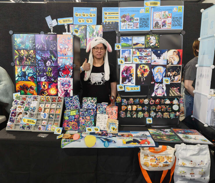 Half table with Mei b artistic collaboration at Geekmarkets July 2025